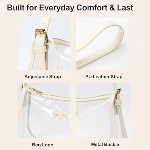 PACKISM Clear Shoulder Bag for Women - Stadium Approved 9x6x3, Beige by PACKISM - Used condition - Image 5