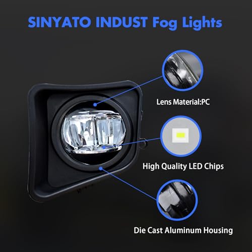 SINYATO INDUST Led Fog Lights Compatible with 2014 2015 2016 2017 2018 2019 2020 2021 Toyota Tundra, 14-21 Tundra Front Driving Fog Lamps Kit, DOT Certified, Clear Lens - 1 Pair by SINYATO INDUST - Used condition - Image 2