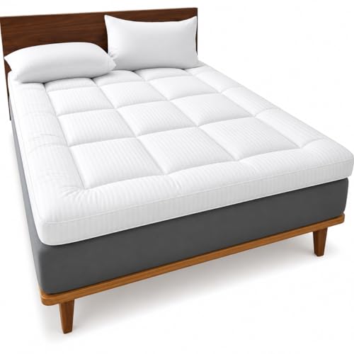 Ultra Soft Mattress Topper 500 GSM | Luxury Microfiber Bed Topper with Elastic Corner Straps | Extra Plush Fiber Filled Mattress Pad for Back Pain Relief & Hotel Comfort (Single (100x200 cm))