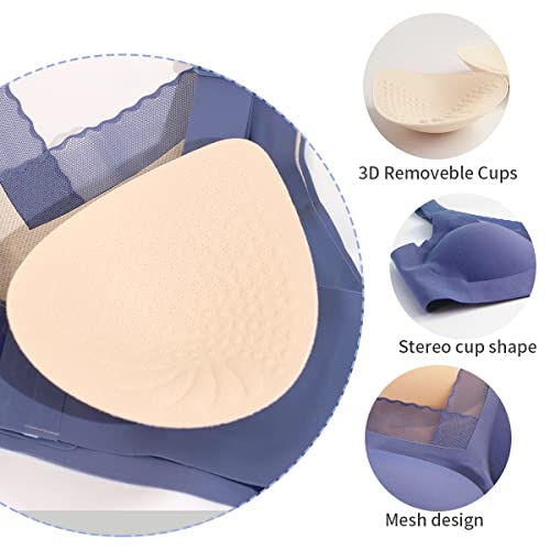Image of Seamless Post-Surgery Bra for Women, Pocket Mastectomy Bras for Breast Prosthesis with Cotton Breast Forms Set
