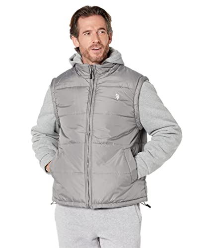 U.S. POLO ASSN. Vest with Zip Sleeve Campus Heather Grey SM at
