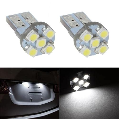 Partsam 2Pcs T10 194 168 Led Light Bulb, 2825 W5W T10 Wedge Led Dash Instrument Lights Bulbs 5-Smd 2835 Chipsets Replacement For Truck Interior Dome Map Door License Plate Light, White #TOP1