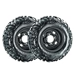 Set of 2 ATV Tires 25x8-12 ATV Tires and Wheels, 12x6 Rim, 6 Ply All Terrain Tire, 4 * 136 PCD,3.5+2.5 Offset, Compatible with Atv UTV Off-Road