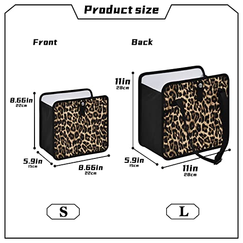 Image of Leopard Print Car Trash Can, Foldable Hanging Car Trash Bag, Small Waterproof Car Accessories Garbage Bin Cheetah