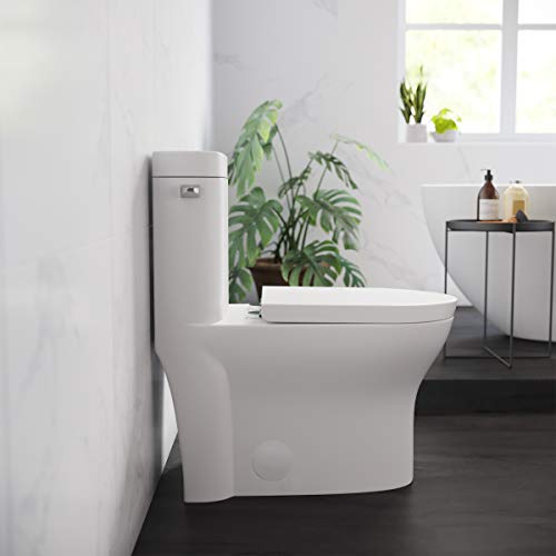 Swiss Madison Well Made Forever Sm-1T109 Monaco One Piece Elongated Left Side Flush Handle Toilet 1.28 Gpf, Glossy White #TOP2