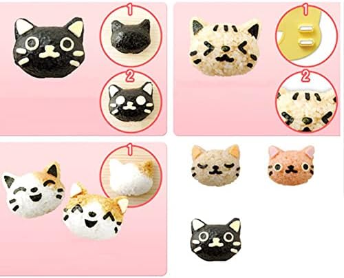Fellibay Rice Ball Mold Set Cat Lovely Rice Ball Mold Sushi Mold Pattern Sushi Kitchen Rice Mould Sandwich DIY Kitchen Tools