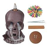 Backflow Incense Burner Porcelain Skull Incense Holder Home Decor with Incense Cone Sticks Holder Ba