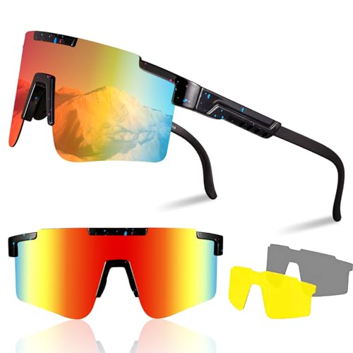 Schnelle Brille,Fahrradbrille mit 2 Wechselgläser,Fahrradbrille Herren...