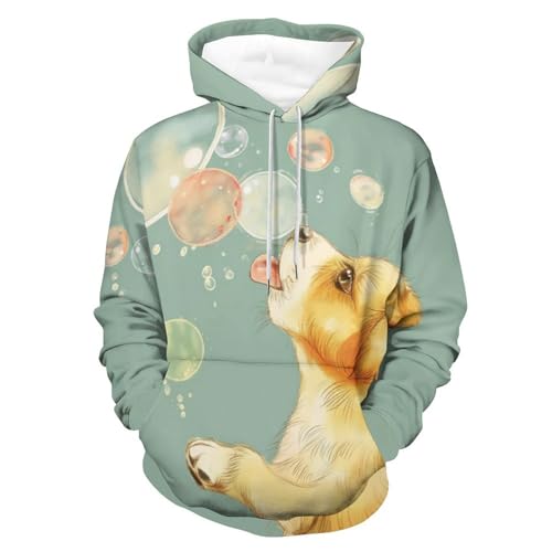Sweatshirt Chiot Mignon avec capuche, pullover manches longues pour homme femme en taille S
