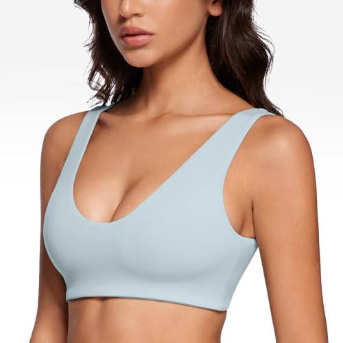 Image of INGIA Womens U-Neck Sports Bra Padded U Back Medium Impact Fitness Yoga Bar Workout Crop Top with Built in Bra