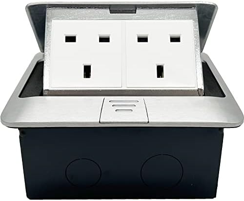 Pop up Electrical Outlet Cover Box, Floor sockets Table Waterproof IP20 220v, 2 Sockets Power Plugs, for Table Office Desktop Restaurant Kitchen Cafe Countertop, Silver