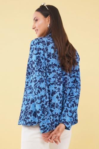 Image of SaintX Women's Premium Denim Textured 4-Way Stretchable Casual Blazer | Chic Regular Fit | Lightweight Summer Friendly | Fully Lined | Office, Travel, Dailywear | (Available in Plus Sizes)