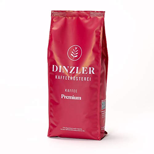 Dinzler Kaffeerösterei - Kaffee Premium - Kaffee | ganze Kaffeebohnen | kräftiger Frühstückskaffee | wenig Säure | 1kg ganze Bohne | Ideal geeignet für Vollautomaten | Hervorragendes Aroma