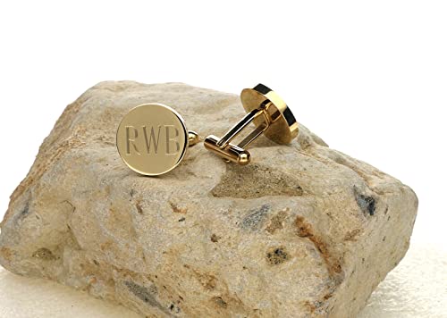 Personalized Gold-tone Custom Monogram Initial Cufflinks Cuff Links Stainless Steel Engraved2