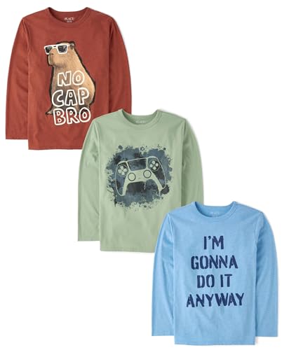 Image of The Children's Place Boys Gamer Long Sleeve Graphic T-Shirts,multipacks