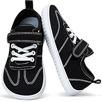 Boys Trainers Girls Barefoot Shoes Kids Wide Toe Minimalist Canvas Walking Sneakers for School Running Outdoor Sports Black 4UK/37EU