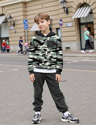 Image of Boys Clothes Fall Winter Outfits Camouflage Long Sleeve Hoodie and Pants 2PC Kids Clothes Boys for 5-14 Years