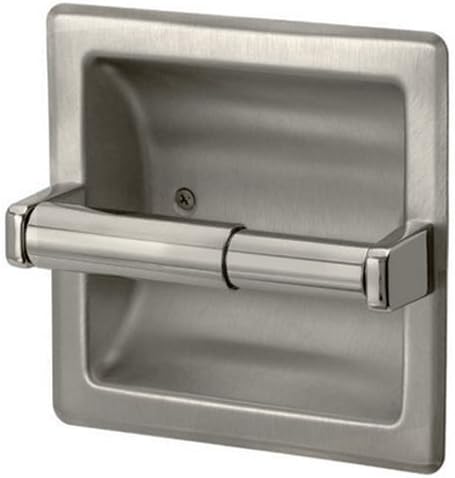 Brushed Nickel Recessed Toilet Paper Holder - Includes Rear Mounting Bracket