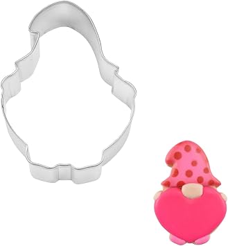 R&M Garden Gnome ، Cute Gnome ، Holiday Gnome ، Elf Cookie Cutter ، 3.75 "فولاذ مطلي بالفضة