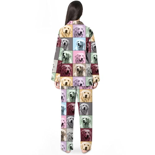 Personalized Pajama Set For Dog Lovers, Custom Pet Face Photo Printed Pajamas Long Sleeve Button Down, Custom Pet Name's Version4