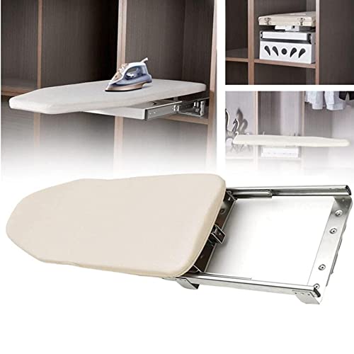 Ironing Board Retractable Pull Out Ironing Board Closet Sliding Out Swivel Iron Board Mounted in Drawer with Heat Resistant Ironing Cover, Rotating 180 degrees with left and right ,very space-saving F