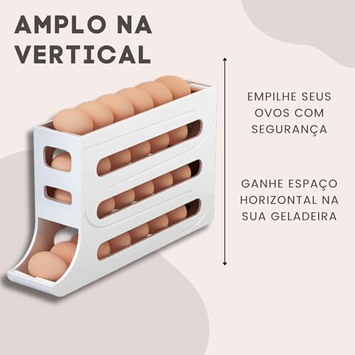 Organizador de Ovos para Geladeira - Porta Ovos Dispenser 4 Andares com Bandeja
