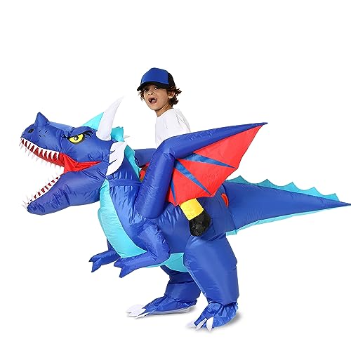 Disfraz inflable de dragón para niños 7-10 años miniatura 3