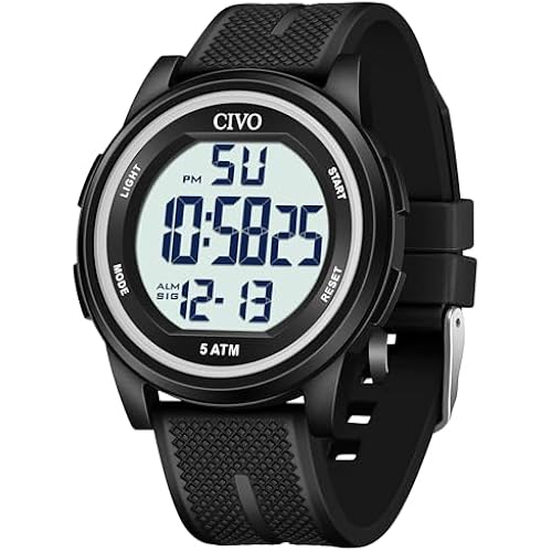 CIVO Digital Watches for Women Men: 44mm Large Dial Waterproof Sports Watch