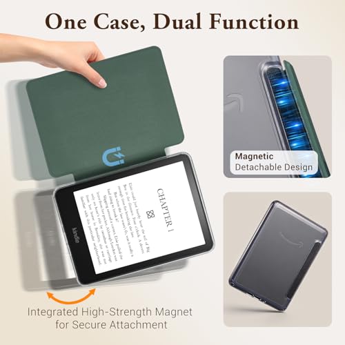 Image of CoBak Detachable Magnetic Case for Kindle Paperwhite (6.8 inch 11th Generation 2021 Released) - Ultra Slim Transparent Clear TPU Back Shell Protective Cover with Auto Wake /Sleep Feature