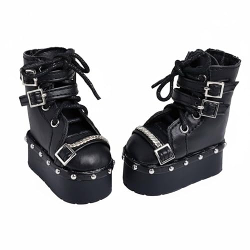 Bottines montantes à lacets style rock 1:6 pour poupée de collection