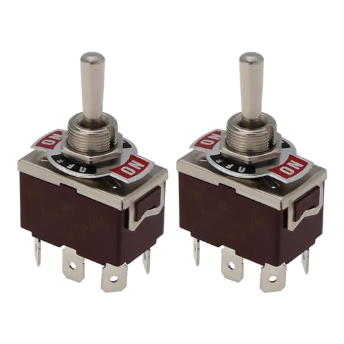Create idea 2Pcs 6 Pines 3 Posiciones Interruptor de Botón Basculante Reinicio Doble Basculante Instantáneo Interruptor Encendido/apagado/encendido para Sistema Eléctrico AC 250V15A