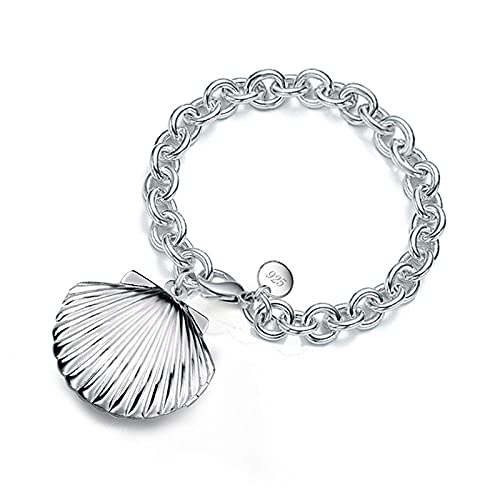 Pulsera con colgante de concha de plata tallada a mano joyería elegante M