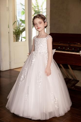 Tulle Flower Girl Dresses for Wedding Lace Applique First Communion Dress for Girls Birthday Pageant Ball Gown2