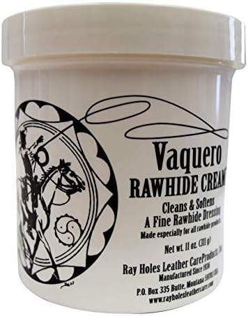 Ray Holes Leather Care Products Vaquero Rawhide Cream with Leathercraft Applicator Sponge Included, Ideal For Conditioning And Water-Proofing Rawhide and Other Fine and Exotic Leathers, Pint Container