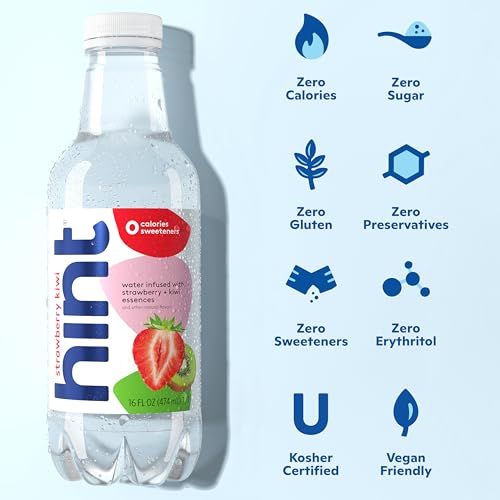 Image of Hint Fruit-Infused Bottled Water, Strawberry Kiwi - Sugar Free Flavored Water with Zero Calories, Naturally Flavored, and No Artificial Sweeteners - 16 Fl Oz (Pack of 12)
