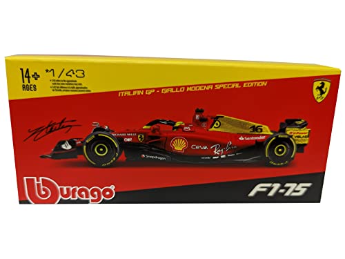 Bburago F1-75#16 Charles Leclerc Giallo Modena 1/43 Diecast