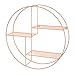 Produktbild SONGMICS Wandregal aus Metall, rundes Schweberegal mit 3 Gitterablagen, mit 2 Schrauben, 55 x 12 cm (Ø x B), für Wohnzimmer und Flur, Industrie-Design, roségold LFS001A01
