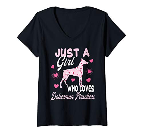 Damen Doberman Pinscher Dog Pretty Gift Women Girls Funny Quote T-Shirt mit V-Ausschnitt