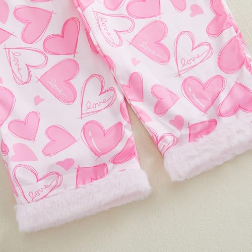 MAINESAKA Toddler Baby Girl Satin Pajamas Set Feather Trim Long Sleeve Button Down Tops Long Pants 2Pcs Pjs Sleepwear Outfits (E-Pink, 6-7 Years) - Thumbnail 7
