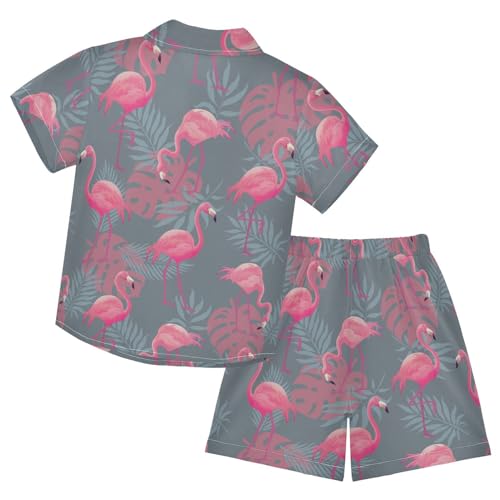 Image of Sunflower Floral Yellow Black Short Sleeve Hawaiian Button Down Shirts and Short Sets for Boys Toddler Summer Outfits