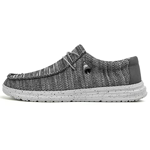 Mocasines clásicos para hombre, zapatos de lona transpirables casuales, plantilla de corcho acogedora, ultraligeros, versátiles, sin cordones (gris, 42) Cover