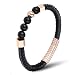 ZD-jewelry Mens Bracelets Leather Cowhide Braided Natural Agate Beads Stainless Steel Buckle, Black Wrist Cuff Bangle,Bracelet For men 8.5 inch
