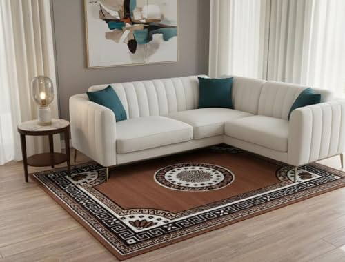 Image of Soft Modern Washable Beautiful Acrylic Rugs for Home Decor Living Room 5x7 Feet (150 x 200 Cm) Gold Color, rectangular
