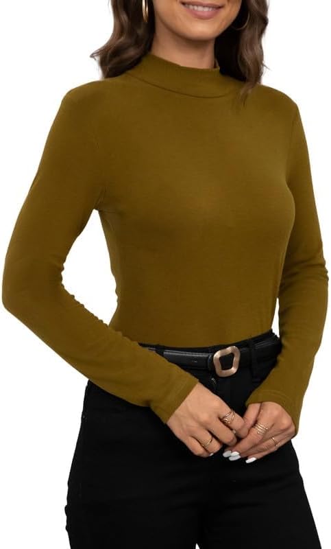Women's Mock Turtleneck Lightweight Thermal Base Layer Tops - Image 6