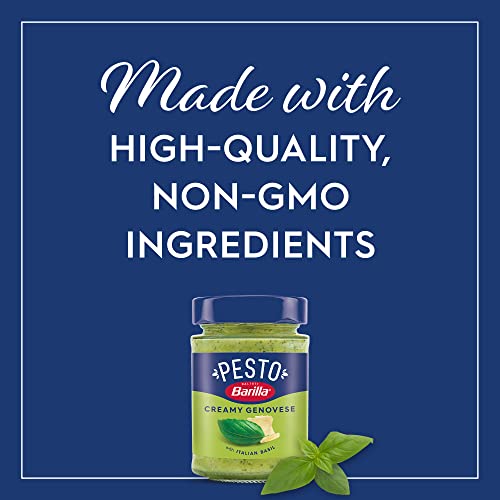 Barilla Creamy Genovese Pesto Sauce, 6.2 Oz. Jar - Imported From Italy - Made With Fragrant Italian Basil & Freshly Grated Italian Cheeses - Non-Gmo Ingredients - Pasta Sauce, Marinade, Dip & More #TOP2