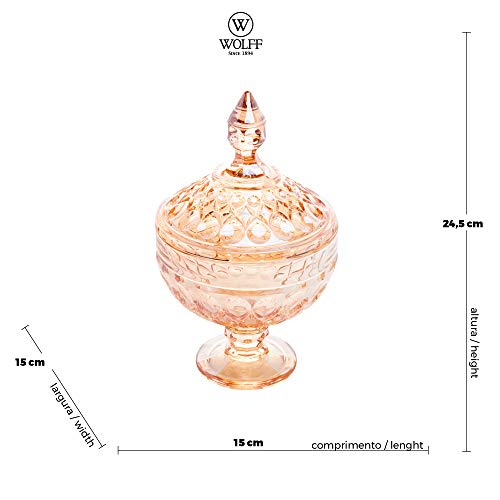 POTICHE DECORATIVO CRISTAL C/PÉ ANGEL ÂMBAR 15x24cm