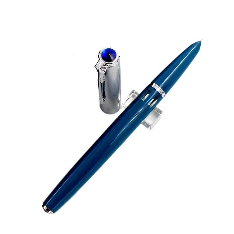 Stylo-plume transparent INFRI pointe EF encre lisse avec boîte bleu foncé