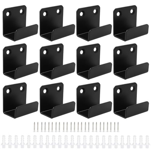 Image of 12 Pack Tile Display Wall Hanger Fastener, 20mm Inner Width | Stainless Steel, Wall Mount Brackets Hook, Heavy Duty, For Ceramic Tile Display, Black