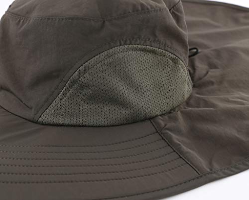 Image of Home Prefer Outdoor UPF50+ Sun Hat Wide Brim Mesh Fishing Hat with Neck Flap
