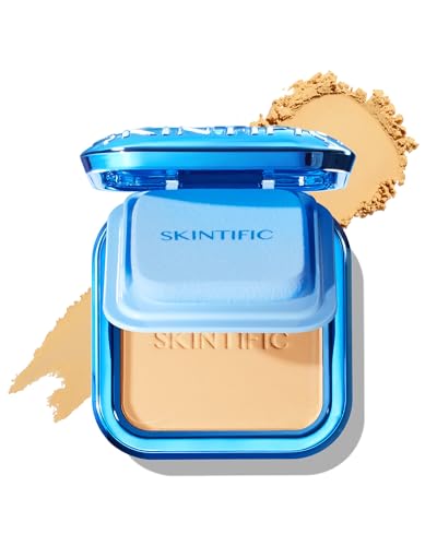 Image of SKINTIFIC Ultra Cover Powder Foundation For Oily Skin 03A Almond | Full coverage matte finish, one-swipe flawless, oil control, long-lasting pore-blurring pressed powder for oily skin.